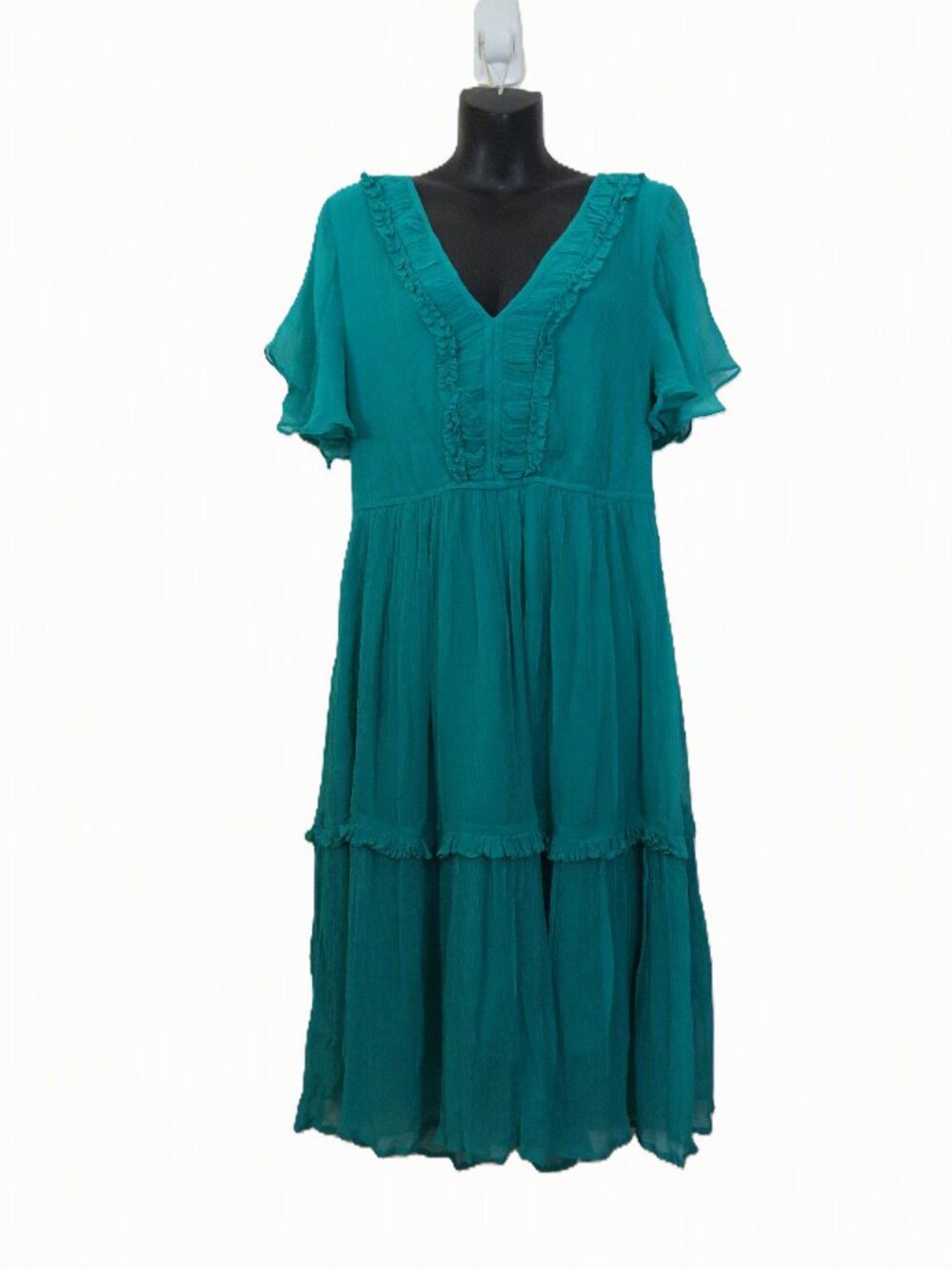 Sundance size Small Crinkle Fabric Midi Dress Ruffled Green NEW